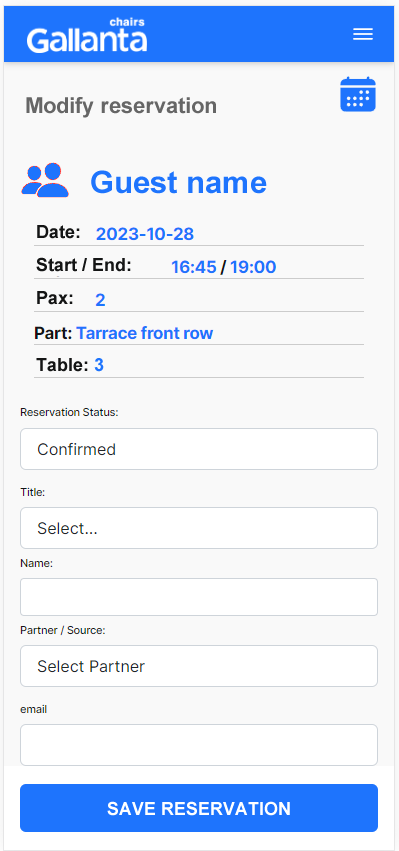 GallantaChairs reservation list
